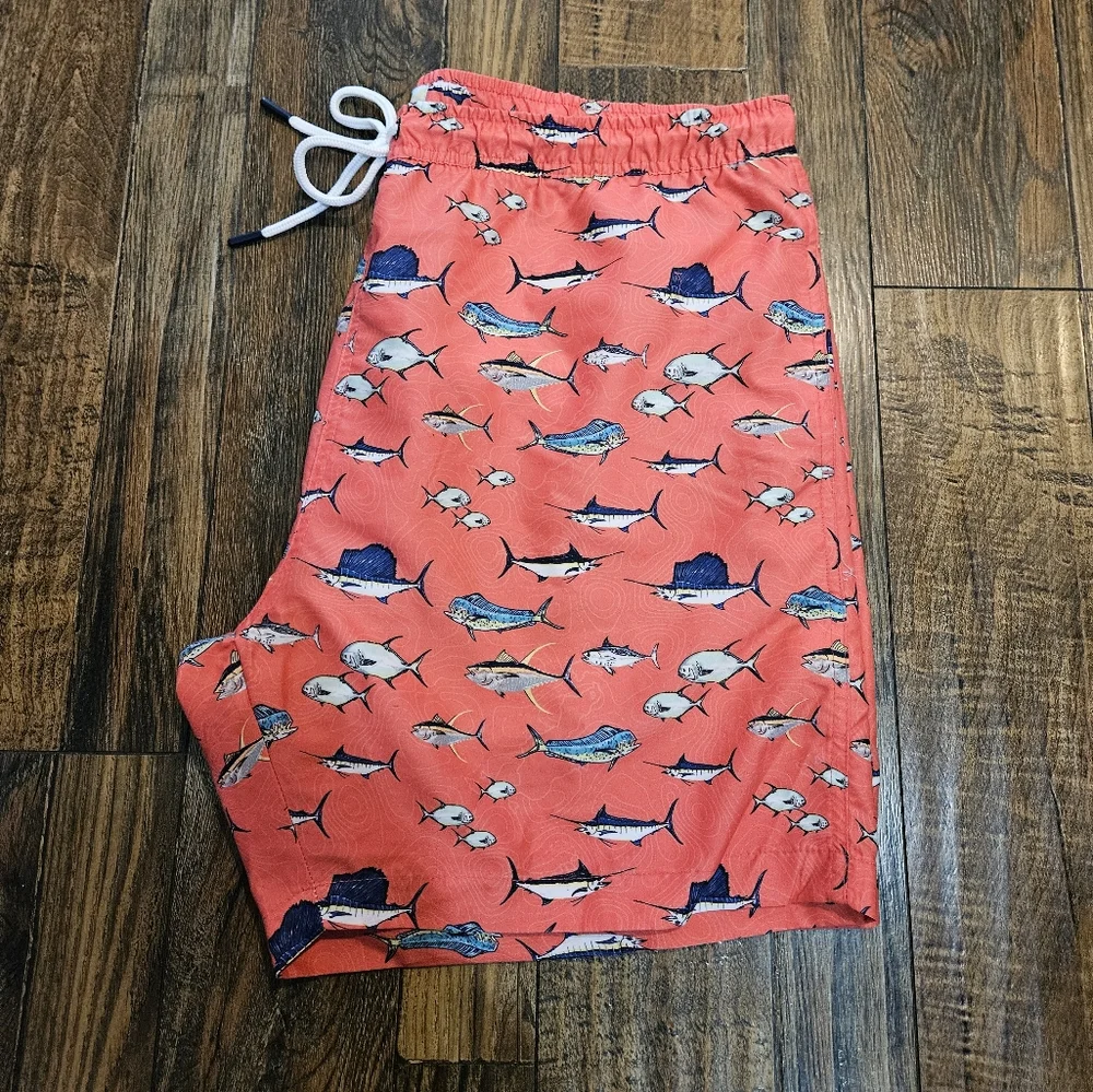Ocean Coast Coral Pink  Mens‎ Ocean Life Swim Trunks.